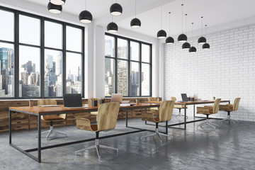 White brick meeting room corner