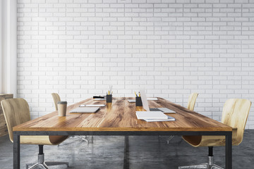 White brick meeting room interior