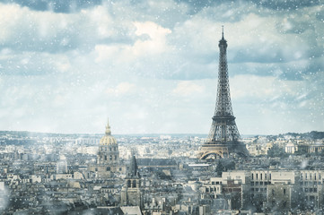 Naklejka premium śnieg w Paryżu
