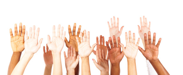Multi-ethnic Young Adults' Hands - obrazy, fototapety, plakaty