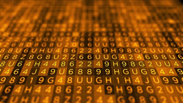 Orange Letter and Number background flickering fast - knowledge concept  ALT