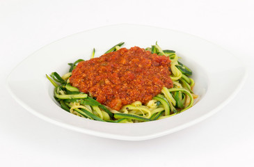 zucchini spaghetti spiral with tomato sauce