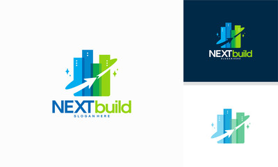 Modern Building Tower designs template, Forward Building logo designs concept,