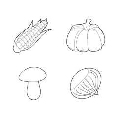 Vegetables icon set, outline style