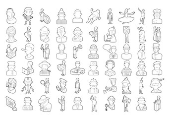 People icon set, outline style