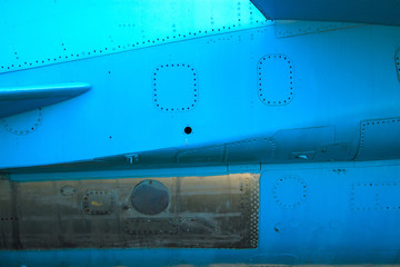 vintage old blue plane at dusk