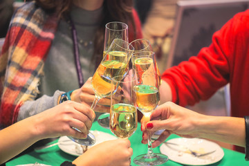 half-empty glass with white wine