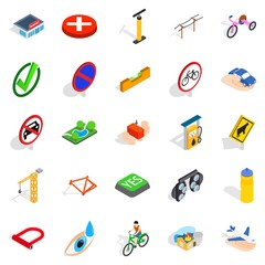 Intersection icons set, isometric style