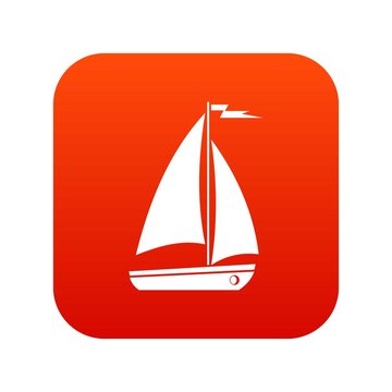 Boat icon digital red