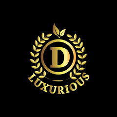 D Luxurious Logo Gold Vector Template Design