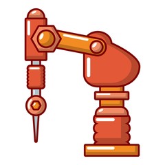 Drilling machine icon, cartoon style.