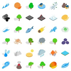 Fototapeta premium Rock icons set, isometric style