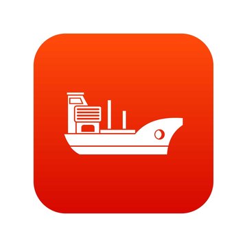 Marine ship icon digital red