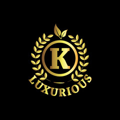 K Luxurious Logo Gold Vector Template Design