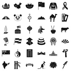 Monument icons set, simple style