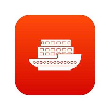 Large passenger ship icon digital red