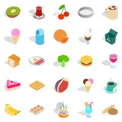 Make a breakfast icons set, isometric style