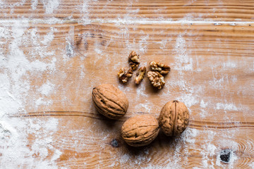 The process of cooking, wooden background, top view