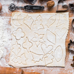 The process of cooking, wooden background, top view