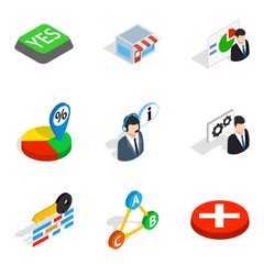 Fototapeta premium Business deal icons set, isometric style