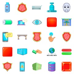 Dangerous hacker icons set, cartoon style