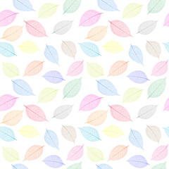 seamless  pattern with skeleton leaves.