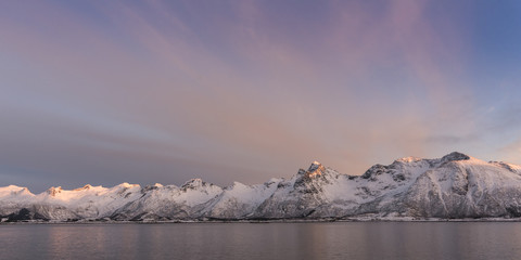 Scenic view of mountain range, Lofoten, Nordland, Norway