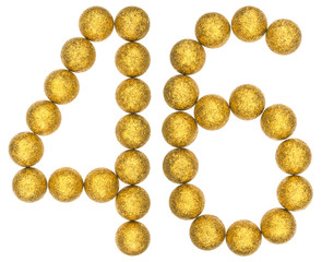 Numeral 46, forty six, from decorative balls, isolated on white background