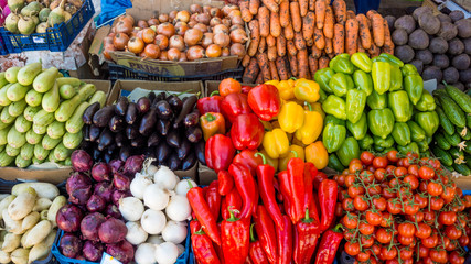 various colorful raw vegetables. vegetables  on food market
