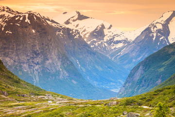 Mountains summer landscape in Norway.