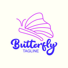 Butterfly Logo Design Template. Butterfly Mono Line Logo Isolated. Butterfly Vector Illustration.