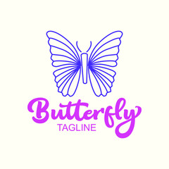 Butterfly Logo Design Template. Butterfly Mono Line Logo Isolated. Butterfly Vector Illustration.