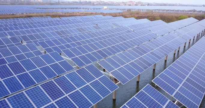 Chinese solar cells.Video. 4K shooting