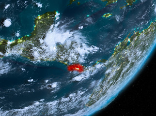 Fototapeta premium Orbit view of Costa Rica at night