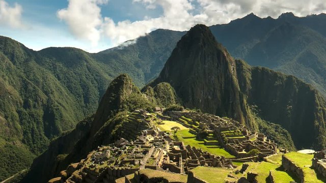 mid morning time lapse of peru's famous lost incan city of machu picchu