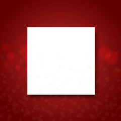 White square frame on red background with dots and hearts. Vector