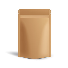 Blank Paper Zipper Bag Template on White Background : Vector Illustration