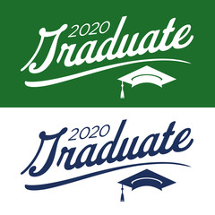 Obraz premium Class of 2020 Congratulations Graduate Typography with Cap and Tassel