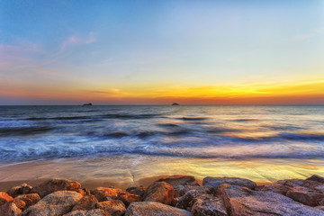 beautiful sunset on the ocean.