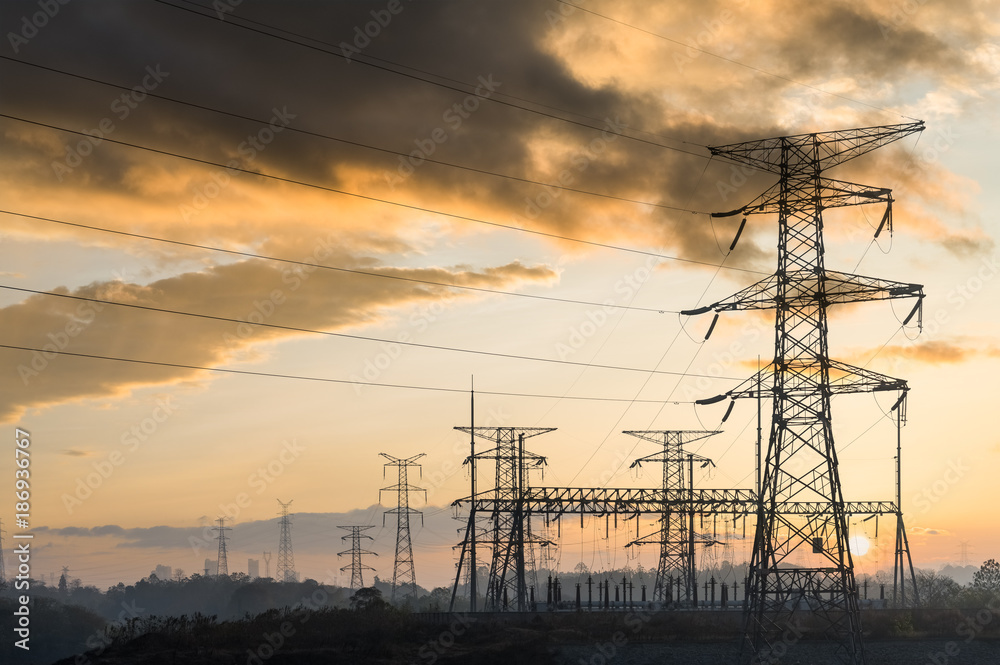 Canvas Prints power tower at dusk