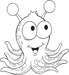 Cute Silly Monster Alien Vector Illustration Art