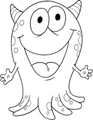 Cute Silly Monster Alien Vector Illustration Art