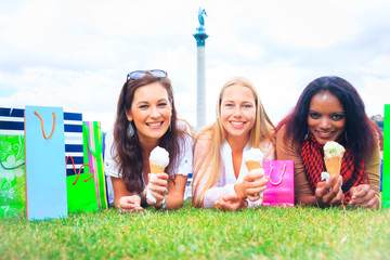 Three Young Women In The Park