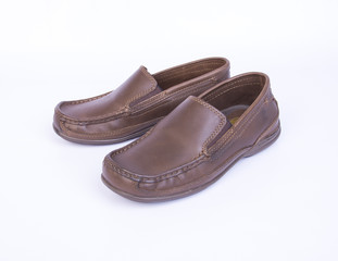shoe or brown color men's shoes on a background.