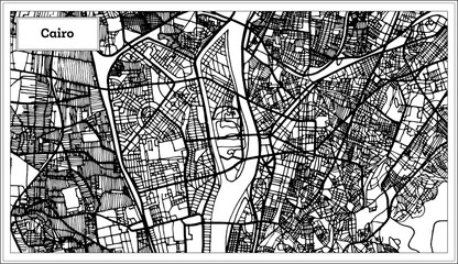 Cairo Egypt City Map in Black and White Color.