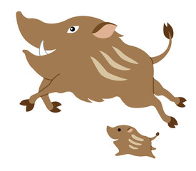 イノシシの親子