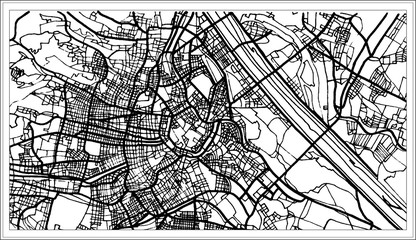 Vienna Austria Map in Black and White Color.