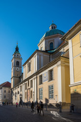 Obraz premium 旅、ヨーロッパ、Slovenia,Ljubljana,リュブリャーナ、Church of St.Nicholas,聖ニコラス大聖堂、 