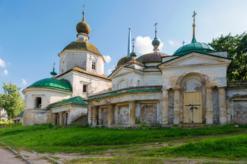 Fototapeta na wymiar Church Paraskev Fridays, in the summer afternoon in the city of Staritsa. Tver region. Russia