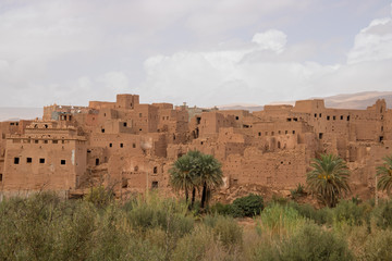 old kasbah morocco made from loam sandstone and the interieyr of old kasbah